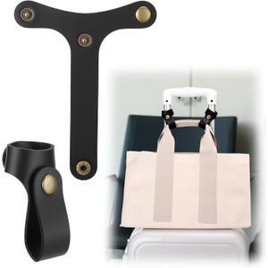 AIERSA 2Pcs Leather Luggage Strap for Carry On Bag, Travel Belt for Luggage, Luggage Bungee Straps for Attaching Bags, Straps for Tote Bag, Add a Bag Strap for Luggage Accessories