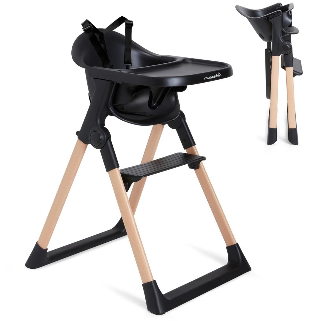 Munchkin Float Foldable Portable High Chair, Toddler High Chair, Black