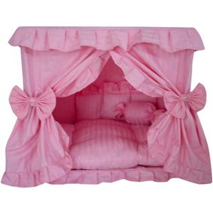 Yolley Princess Pink Pet Dog Handmade Bed House+1 Candy Pillow (S), 19.6"L x 11.8"W x 19.6"Th