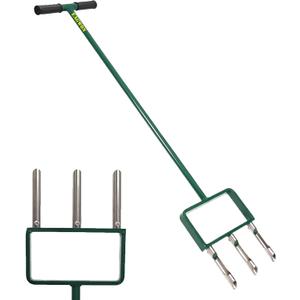 Lawn Aerator, Push Core Aerator Lawn Tool, Stainless Steel 3-Corer Hand Aeration  Manual Yard Plug Aerator for Compacted Garden Soil, Garden Care, Gardening Core Aeration Tool