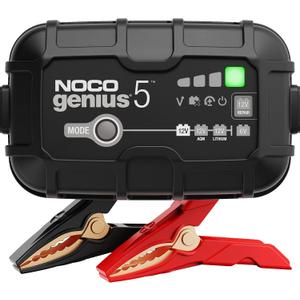 NOCO GENIUS5: 5A 6V/12V Smart Battery Charger  Automatic Maintainer, Trickle Charger & Desulfator with Overcharge Protection & Temperature Compensation  for Lead-Acid & Lithium Batteries