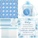 50 Sets Baby Shower Party Favors Including 50 Pcs Unscented Tealight Baby Shower Candles Gift Bags Cards for Gender Reveal Party Supplies(Blue)