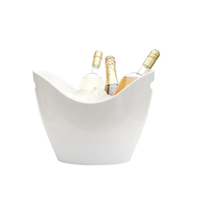 Insulated Ice Bucket for Parties 8L, Large Bucket for Cocktail Bar, Plastic Bucket Chiller (White)