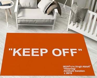 KJoet Keep Off Orange Area Rug Modern Home Decor Polyester Carpet 3D Printed Large Pop Rug for Game Room Bedroom Living Room Non-Slip Floor Mat 5' x 7'