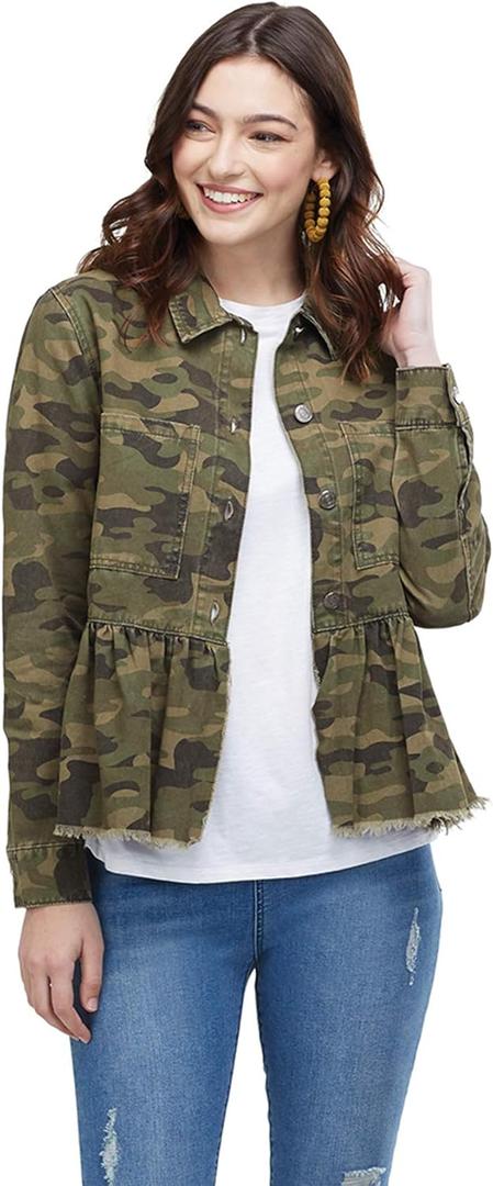 Mud Pie Women's Denim Peplum Jacket (Green), Small
