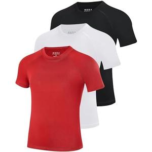 Blueleaf Boys Compression Shirt Short Sleeve Youth Basketball Football Undershirt Kids Quick Dry Athletic Base Layer T-Shirt L