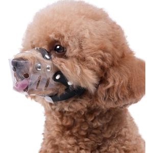 Mayerzon Dog Muzzle, Basket Muzzle for Small Medium Dogs Poodle Dachshund Corgi, Clear Puppy Mouth Cover for Grooming Vet Visits to Prevent Biting Chewing Scavenging, Allow Panting Drinking (S [Snout Cir: 6-6.75"])