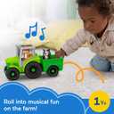 Fisher-Price Little People Push & Play Tractor, Multilanguage | English, French, Spanish, Portuguese, Push-Along Musical Farm Vehicle, Pretend Play with 2 Figures, Kids Ages 1+ Years
