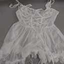 Kaei&Shi Bridal Lingerie,Floral Lace Ruffle Garter Lingerie Set,3 Piece Bachelorette Outfit For Bride Wedding Night Honeymoon (8-10, White), S