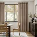 MIULEE Pinch Pleated Thick Linen Curtains 96 Inches Long 2 Panels for Living Room Bedroom, Linen Memory Trained Drapes Back Tab Light Filtering Country Farmhouse Burlap Brown Curtains with Hooks