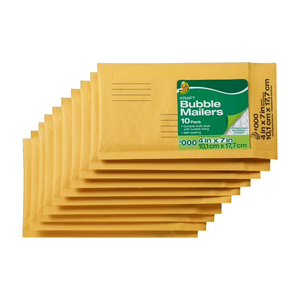 Duck Kraft Bubble Mailer #000, 4" x 7", Manila, 10 Pack