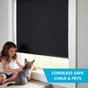 Blackout Roller Shades Cordless Blinds for Indoor Windows Room Darkening Free-Stop UV Protection Shades Door Blinds for Home and Office (29" W x 72" H, Black)