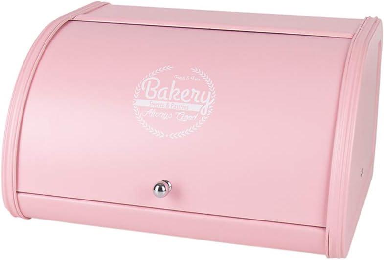 KL X458 Pink Bread Box Roll Top, Metal Bread Box for Kitchen Countertop, Large Capacity, Keeps Bakery Items Fresh Longer, Bread Bin for Kitchen Countertop, Breadbox to Store Cookies, Bagels, Muffins