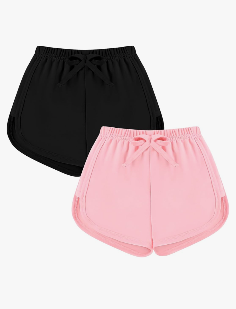 2 Pack Toddler Baby Girl Shorts Solid Little Girls Shorts Baby Summer Athletic Pants with Drawstring 18M-6T