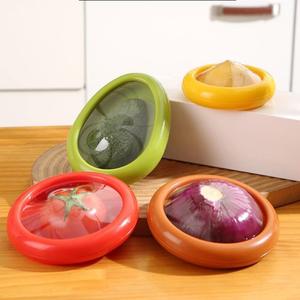 4Pcs Reusable Vegetable and Fruit Freshness Keepers - Multi-Purpose Airtight Containers for Onion, Avocado, Lemon, Garlic, Tomato, Pepper
