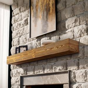 BoscoMondo Fireplace Mantel, Wall-Mounted 66 inch Floating Shelf for Wall, Tv Shelf, Rustic Shelf - 8x6x66 Aged Oak