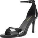 High Heels for Women Stiletto Open Pointed Round Toe Wedding Bridal Bride Sexy Dressy Ankle Strap Heeled Sandals Shoes (7.5, Black Patent)