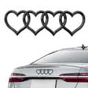 Surosha 3D Badge Decal Sticker, Car Emblem, Love Heart Logo Rear Trunk Emblem, Auto Accessories Exterior Decoration Self Adhesive Car Logo Decals for Audi A3 A4 A5 A6 A8 TT R8 Q3 Q5 Q7 (Bright Black)