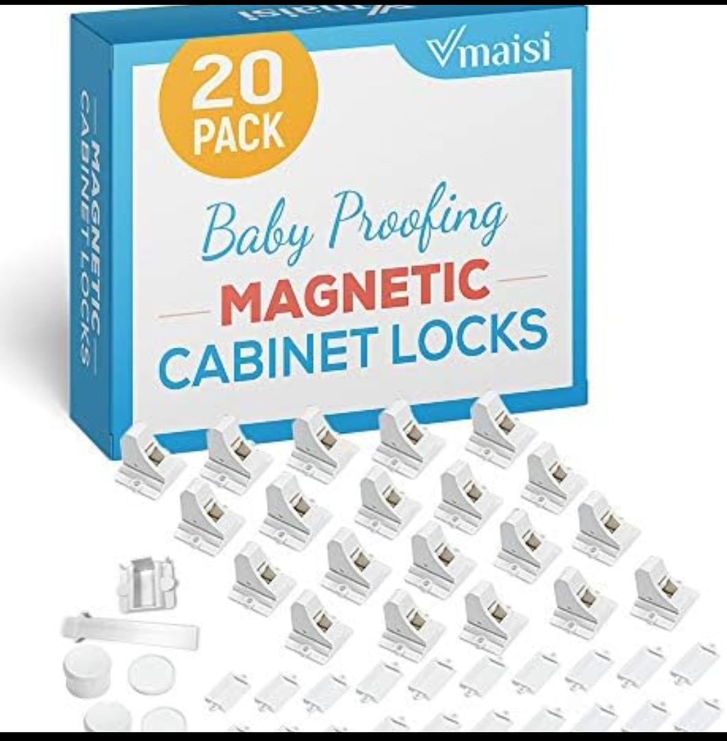 20 Pack Magnetic Cabinet Locks Baby Proofing - Vmaisi Children Proof Cupboard Drawers Latches - Adhesive Easy Installation