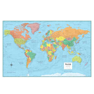 Swiftmaps 32" x 50" RMC Large World Wall Map Poster - Laminated Rolled (32x50 Signature World)