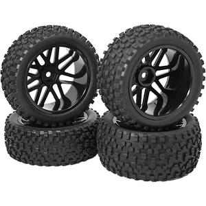 Vgoohobby OD 88mm/3.46"12mm Hex Wheel Rims Rubber Tires with Sponge Replacement for 1/10 RC OffRoad Buggy Car,Black