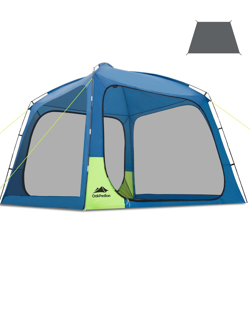 Oakpedion 60×23×22 CM Screen House Room for Camping, Screened Mesh Net Wall Canopy Tent, UPF 50+ Screen Tent with Floor for Patios Outdoor Camping Activities