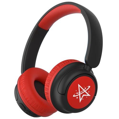 iClever BTH22 Kids Bluetooth Headphones, 60H Play Time, 74/85 dBA Safe Volume, Bluetooth 5.4, USB C, Over Ear Kids Headphones Wireless with Mic AUX Cord for iPad/Tablet/Travel/School, Red