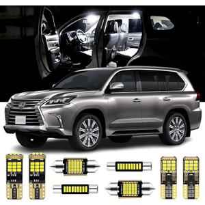 AENVTOL 17 Pieces Interior LED Lights Kit for Lexus LX570 2008 2009 2010 2011 2012 2013 2014 2015 2016 TOYOTA Land Cruiser 200 White LED Interior Bulbs Package + License Plate Lights, Install Tool