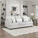 Lexicon Living Room Sofa, Modern Sofa Couch, Textured Microfiber & Corduroy Upholstered Sofa with Five Corduroy Pillows for Office/Living Room, Light Gray