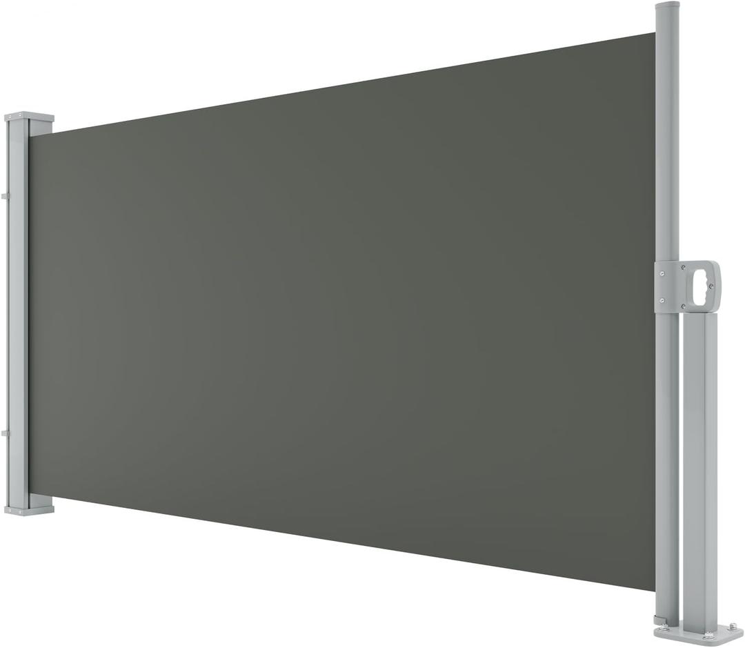 GarveeLife 71 in x138 in Retractable Side Awning for Patio, Retractable Privacy Screen Protection Awning, Waterproof & UV-Resistant Folding Privacy Divider, for Patio, Balcony and Pools, Grey (Gray)