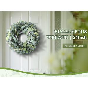 24 Inch Winter Wreath for Front Door, Out Door Eucalyptus Greenery Wreath with Berries, Outdoor Green Eucalyptus Decor for Farmhouse Home
