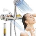 MakeFit Filtered Shower Head with Handheld Combo Brushed Nickel - Dual 2-in-1 Spa System with Massage Shower Head and 10 Modes Hand Held Showerhead, High Pressure, Buit in Power Wash Mode