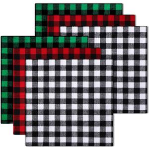 Tatuo 6 Pieces Christmas Plaid Cotton Fabric 20 x 20 Inch, Buffalo Plaid Fat Quarters Bundles for Sewing Patchwork, Christmas DIY Craft, 3 Style
