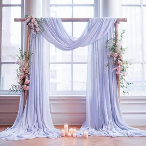 Wedding Arch Draping Fabric,1 Panel 18FT Purple Sheer Chiffon Curtain Drapes 6 Yards for Wedding Ceremony Birthday Party Decoration