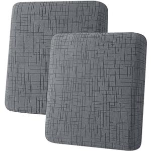 Super Stretch Couch Cushion Covers, Non Slip Love Seat Covers for 2 Cushion Couch, Sofa Cushion Covers Washable, Soft Thick Fabric, with Elastic Bottom(2 Piece Medium Covers, Light Gray)