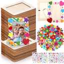 Aneco 48 Packs Picture Frame Painting Craft Kit for 4 x 6 Inch Photo DIY Unfinished Wooden Photo Frames with Diamond and Foam Stickers for DIY Crafts, Paint and Decorate