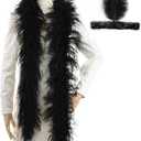 Soarer Black Ostrich Feather Boas  2yards 3ply Long Boas for Party, DIY Production, Clothing Decoration (Black)