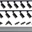 12-Light LED Track Lighting Kit with 13.2FT H Type Track Lighting Rails and Floating Canopy Connector, Modern Kitchen GU10 Track Lighting Fixtures Ceiling Spot Light, Black (No Bulbs)