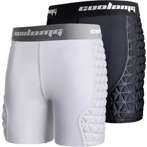 COOLOMG Women Softball Sliding Shorts Compression Padded Slider Shorts for Baseball Football Lacrosse Hockey (2-Pack) (X-Large, Black White)