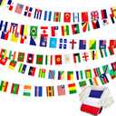 Consummate 224 Countries International World String Flags Banner Set Small Mini National Bunting Flags,All Countries Flags for Olympic,Bar,Sports Clubs,School Festivals Decorations,235 Feet