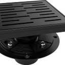 WEBANG 6 Inch Square Shower Drain Black Floor Drain with Flange Rainline Pattern Cover Grate Removable SUS304 Stainless Steel Watermark&CUPC Certified Matte Black
