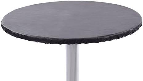 Yourtablecloth Heavy Duty Vinyl Round Fitted Tablecloth (Table Cover) with Flannel Backing Vibrant Colors Elasticized Tablecloth Great for Indoor and Outdoor Dining and Playing Cards 30"x36” Silver