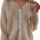 Women's Zip up Sweatshirt Jacket Stand Collar Hoodless Outerwear Casual Coat with Pockets (X-Large, Apricot)