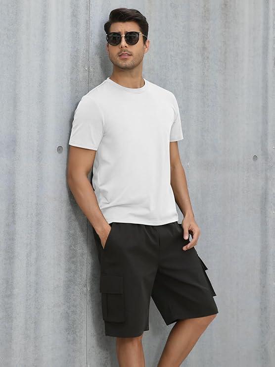 DOWMQ Mens T-Shirts Multi Pack Crewneck Cotton Tee Short Sleeve Classic Pullover Basic Summer Tops, S