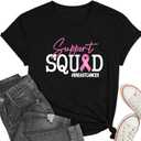 in October We Wear Pink Shirt Breast Cancer Shirts Cancer Support Squad Short Sleeve Pink Ribbon Tee Tops (XX-Large, Black)