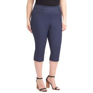 Rekucci Curvy Woman Ease into Comfort Plus Size Capri w/Tummy Control (Indigo)