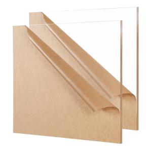 KAITELA Clear Acrylic Sheet 12" x 12" Cast Plexiglass Square 1/4" Thick (6mm) for Craft Projects, Wedding Sign, Laser Cutting, Engraving, Home Decor, Pack of 2