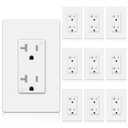 BESTTEN 10 Pack 20 Amp Receptacle Outlet with Tamper Resistant, Screwless Wallplate Included, 20A/125V/2500W, UL Listed, White