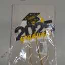 4 Pcs 2025 Graduate Cake Topper Black Glitter Congrats Grad Cake Topper Class of 2025 Cake Decor for 2025 Senior High School/College/University Happy 2025 Graduation Party Supplies Decorations, Pack of 2