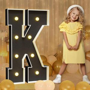 imprsv Marquee Letters Black 3FT: Black Party Decor - Light Up Letter K Large 3 Feet Tall - Party Decorations Letter for Birthday Wedding Proposal Events